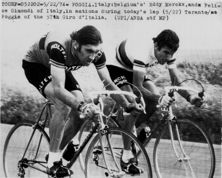 57a edizione del Giro d&#39;Italia: Merckx e Gimondi nella tappa Taranto-Foggia (Ansa)